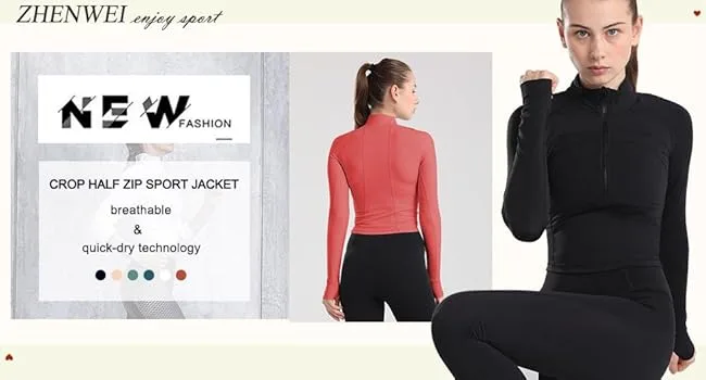 Women's Cropped Workout Jacket 1/2 Zip Pullover Running Athletic Outwear Slim Fit Long Sleeve Yoga Top Blue Small - workout jacket for women crop