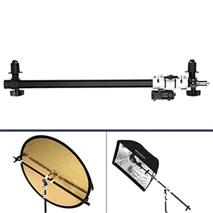 Fotoconic Multi Functional Reflector Holder, Boom Arm, Background Crossbar (21"-49" / 53-125cm) with Solid Locking Metal Swivel Head Grip - This product is stretch, and easy to carry