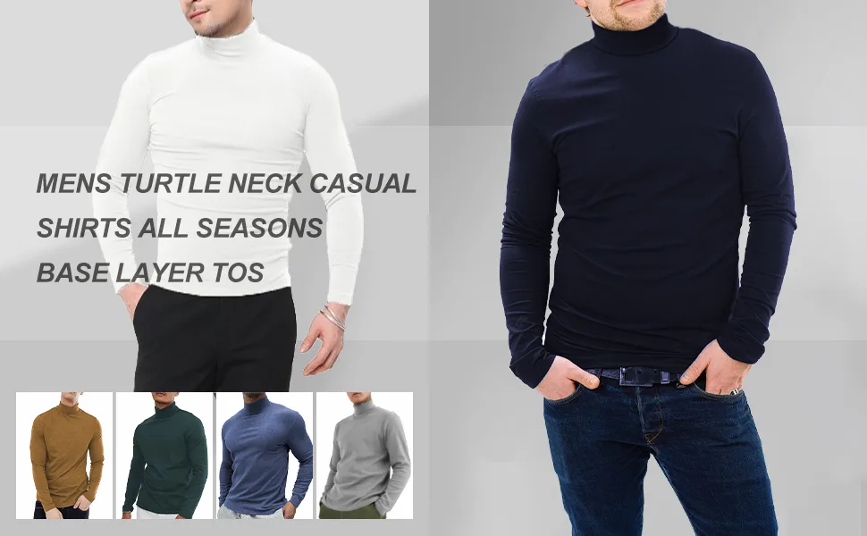 Men's Turtleneck Top Slim Fit Solid Base Sweater Casual Long Sleeve Underwear Tops Male Cozy Breathable Blouse T-Shirt Black Medium - men turtle neck shirt