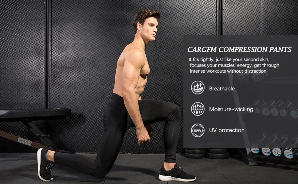 CARGFM Men's Compression Pants Athletic Leggings Active Running Tights Cycling Workout Base Layer Pants 02-white With Pocket Medium - compression pants for men workout leggings