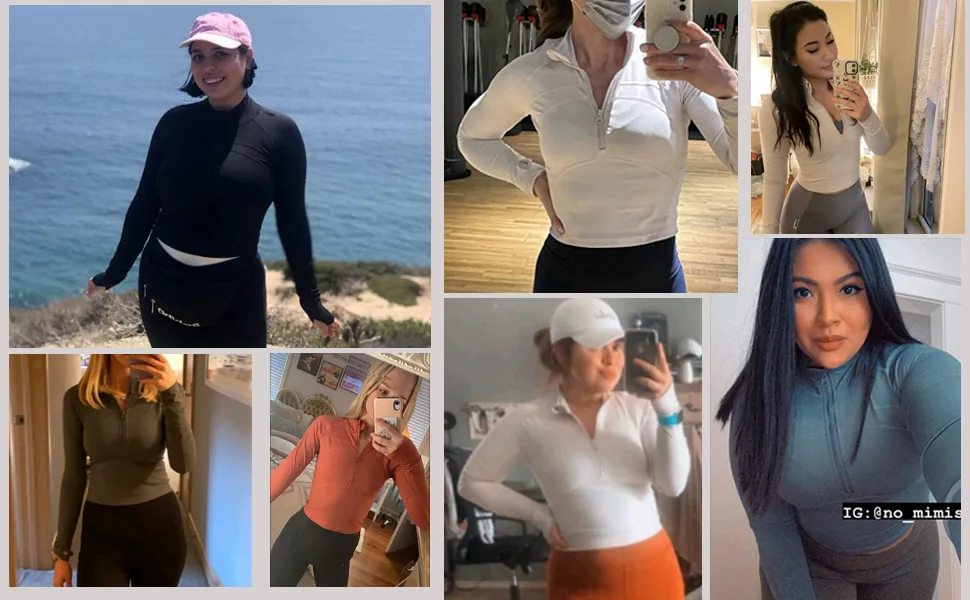 Women's Cropped Workout Jacket 1/2 Zip Pullover Running Athletic Outwear Slim Fit Long Sleeve Yoga Top Black Small - crop workout half zip jacket