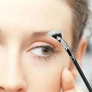 TEONEI Fan Mascara Brushes Eyelash Eyebrow Brush Makeup Brush Eye Lashes Makeup Tools Eyelash Brush Eyebrow Brush Eye Shadow Brush,2Pcs(Bent) - Angled Fan shaped Eyelash Brush