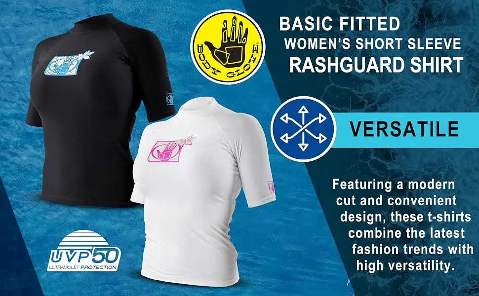 Body Glove 13210W Women's Basic Fitted Short Arm Rashguard Small White - 13210W - Basic - Women