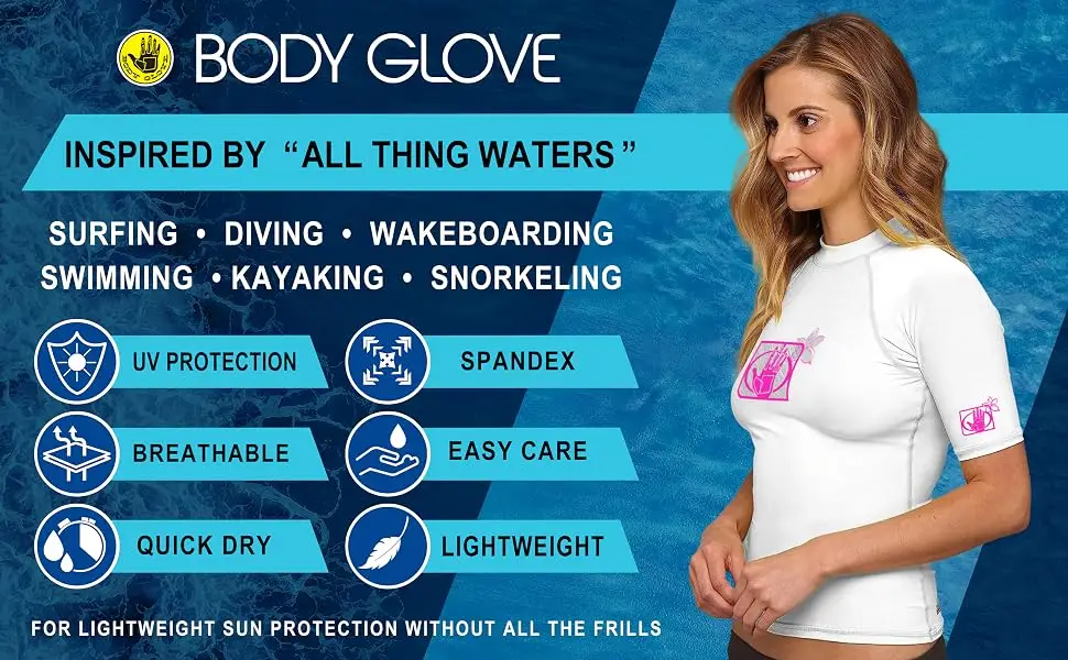 Body Glove 13210W Women's Basic Fitted Short Arm Rashguard Small White - 13210W - Basic - Women