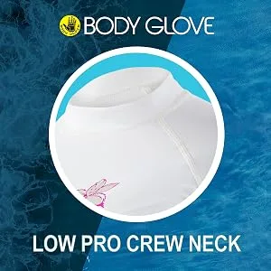 Body Glove 13210W Women's Basic Fitted Short Arm Rashguard Small White - LOW PROFILE NECK