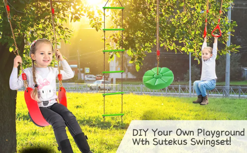 Sutekus Disc Swing Daisy Disc Swing Monkey Swing Rope Plastic Tree Swing (Red) - product information 2