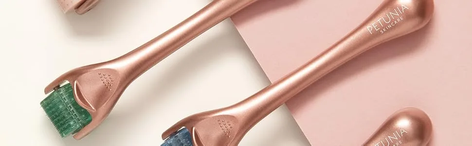 Rose Gold Derma Roller 0.25mm 540 Stainless Steel Needles Microdermabrasion Instrument For Face Includes Free Storage - derma rollers