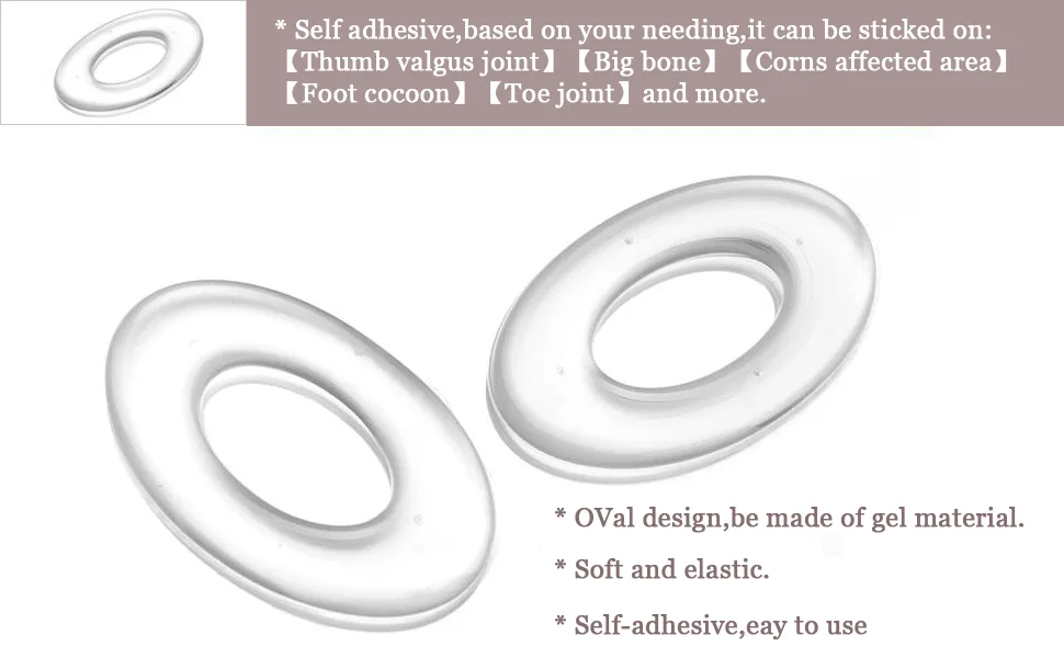 6Sheets(36PCS) Clear Gel Oval Foot Corn Rings Gel Cushions Pads Caps Remover Shoes Stick Foot Protector Self Adhesive Back Heel Sticker - details