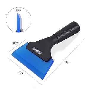 FOSHIO Small Squeegee with 5 Inch Dark Blue Rubber Blade Mini Wiper Window Tinting Tools for Mirror Glass Window Cleaner with Non-Slip Handle Pure Blue - silicone squeegee, glass squeegee, squigeey, squeegy for cleaning shower, shower squeegee for tile,