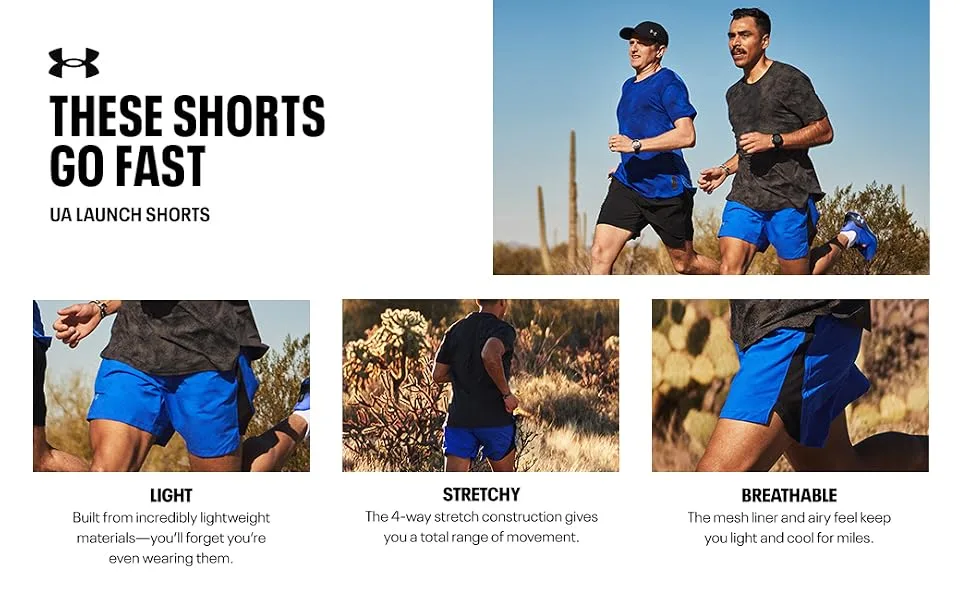 Under Armour Men's Launch Stretch Woven 7-inch Shorts (410) Midnight Navy / Black / Reflective X-Large - Run Launch Shorts