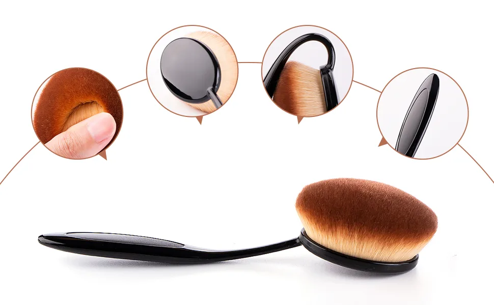 Yoseng Oval Foundation Brush Large Toothbrush makeup brushes Fast Flawless Application Liquid Cream Powder Foundation Sunscreen(All Black) Black Large - Ergonomically designed handle