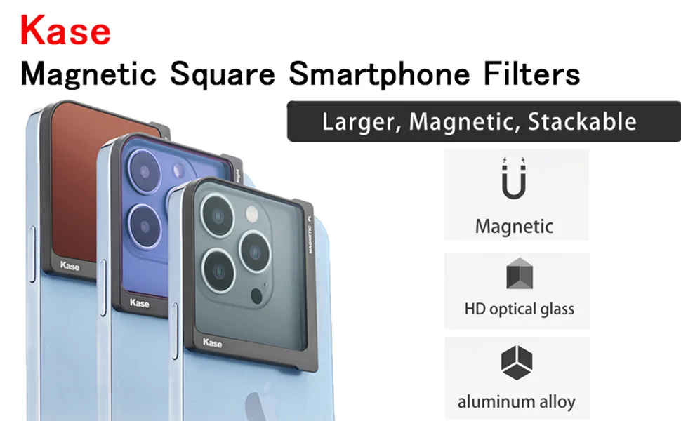 Kase CPL Filter for Phone 50mm Magnetic Square Polarizer Filter for iPhone x xr xs 11 12 13 14 Pro Max and Android - KASE