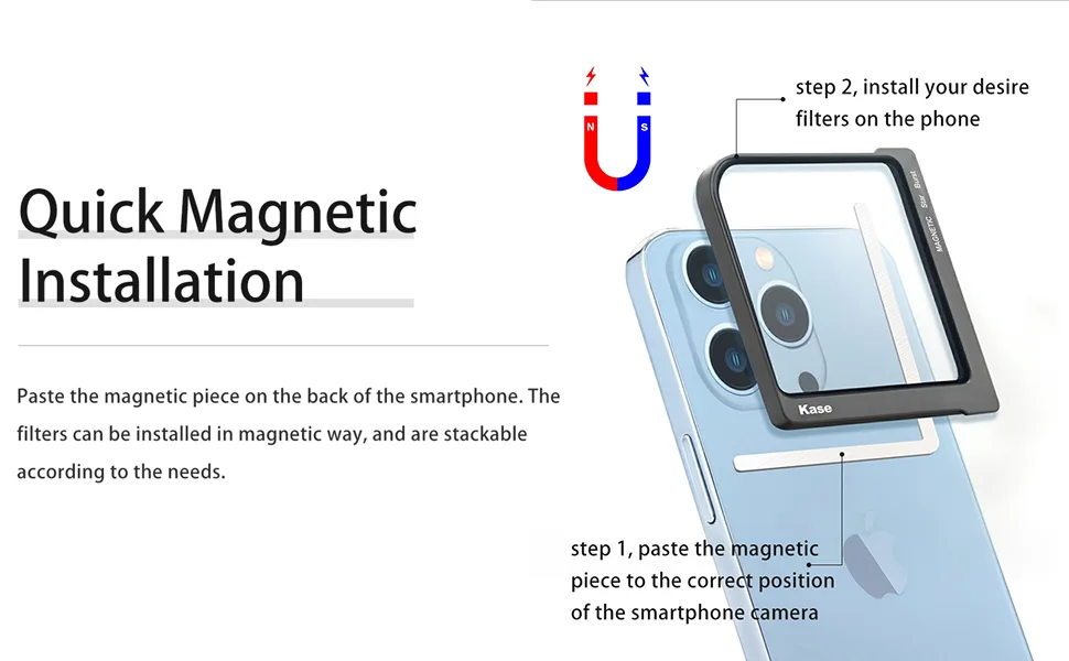 Kase CPL Filter for Phone 50mm Magnetic Square Polarizer Filter for iPhone x xr xs 11 12 13 14 Pro Max and Android - KASE