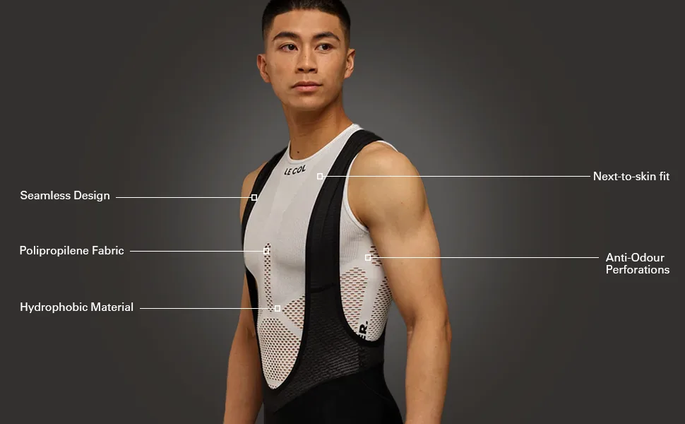 LE COL Unisex Pro Mesh Sleeveless Base Layer | Breathable Cycling Undershirt | Light, Quick Dry, Snug Fit | XS - L X-Small Black - product information 2
