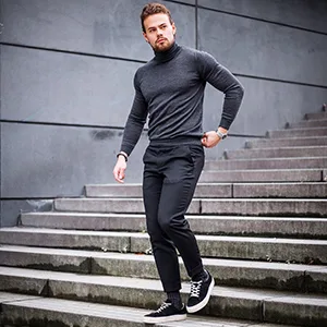 jonivey Mens Basic Turtleneck Long Sleeve Solid Casual Knitted T-Shirt Pullover Tops Bleach White Medium - cool