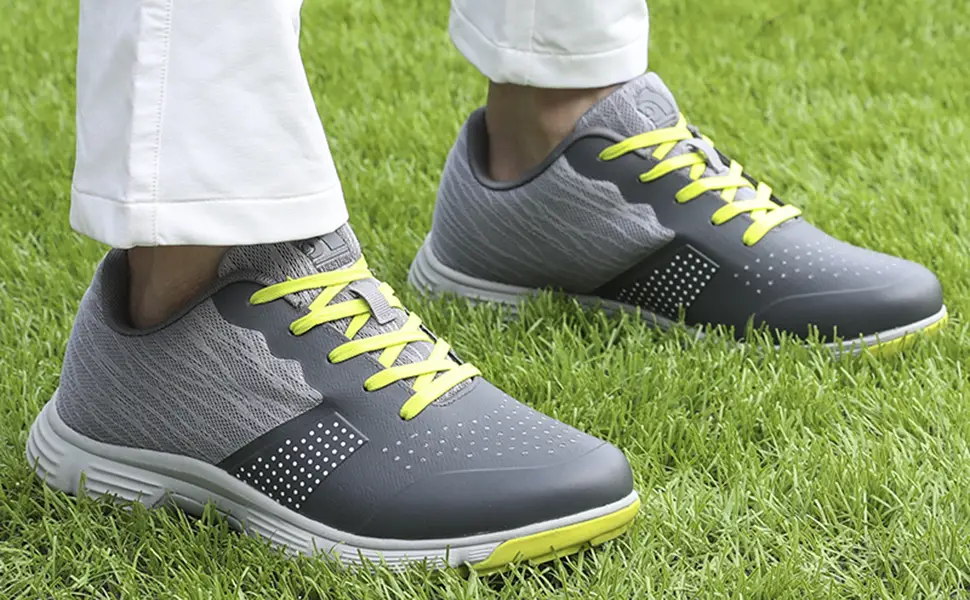 THESTRON Men Golf Shoes Mesh Breathable Breathable Golf Walking Sport Sneakers 7 Spikes Golf Trainers  14 Grey - 615 golf shoes