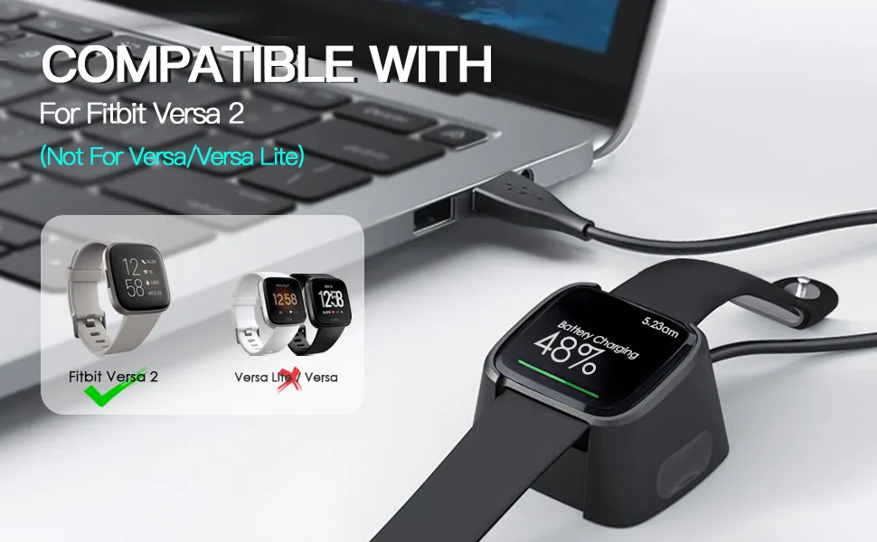 AWINNER Charger Compatible with Fitbit Versa 2 (Not for Versa/Versa Lite), Replacement USB Charging Cable Dock Stand for Versa 2 Health & Fitness Smartwatch, 3Ft Sturdy Power Cord - product information 1