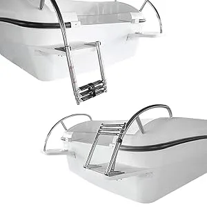 3 Step Telescoping Boat Ladder, Stainless Steel Extendable Boat Ladder 3 Step Dock Ladder for Pontoon Boat/Marine Yacht - ladder