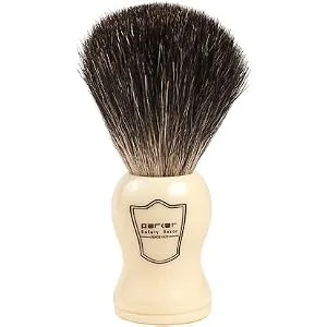 Parker Safety Razor 100% Black Badger Bristle Shaving Brush with White HandleExtra Dense Badger Bristles Shave Brush Create a Superior LatherBrush Stand Included - Parker