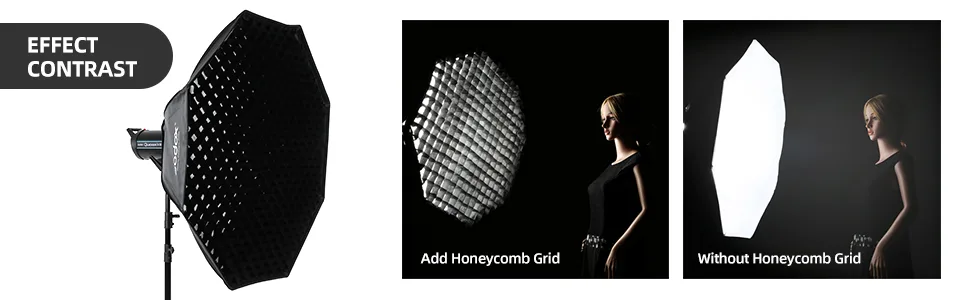 Godox Grid Softbox Strip Softbox Strip Box 120cm 47" Octagon Honeycomb Grid Strip Softbox Strip Box with Bowens Mount (FW120) FW 120CM - product information 3