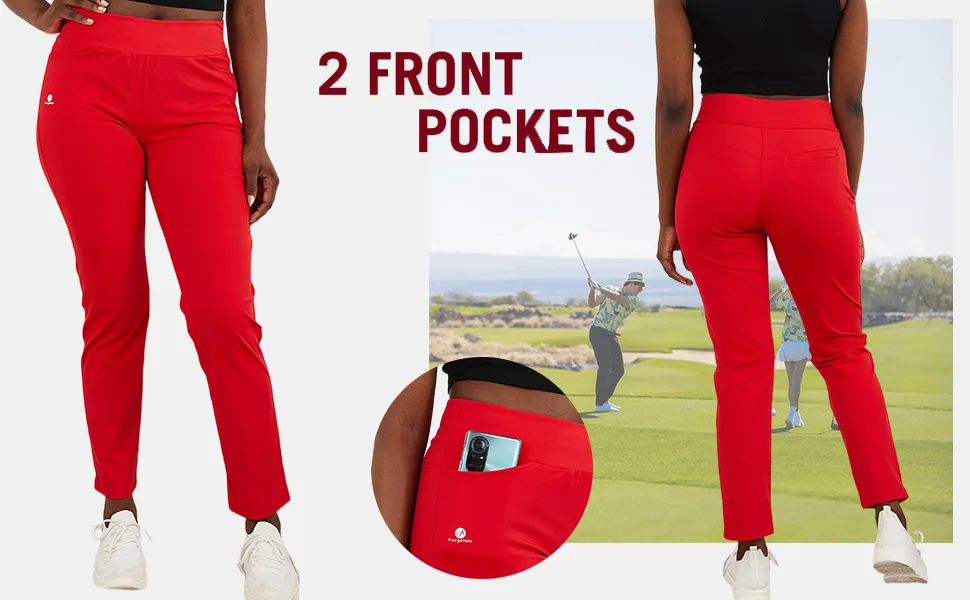 Aurgelmir Womens Golf Pants Lightweight Stretch Yoga Workout Pants Straight Leg Work Pants Pink Small - SDFGSD