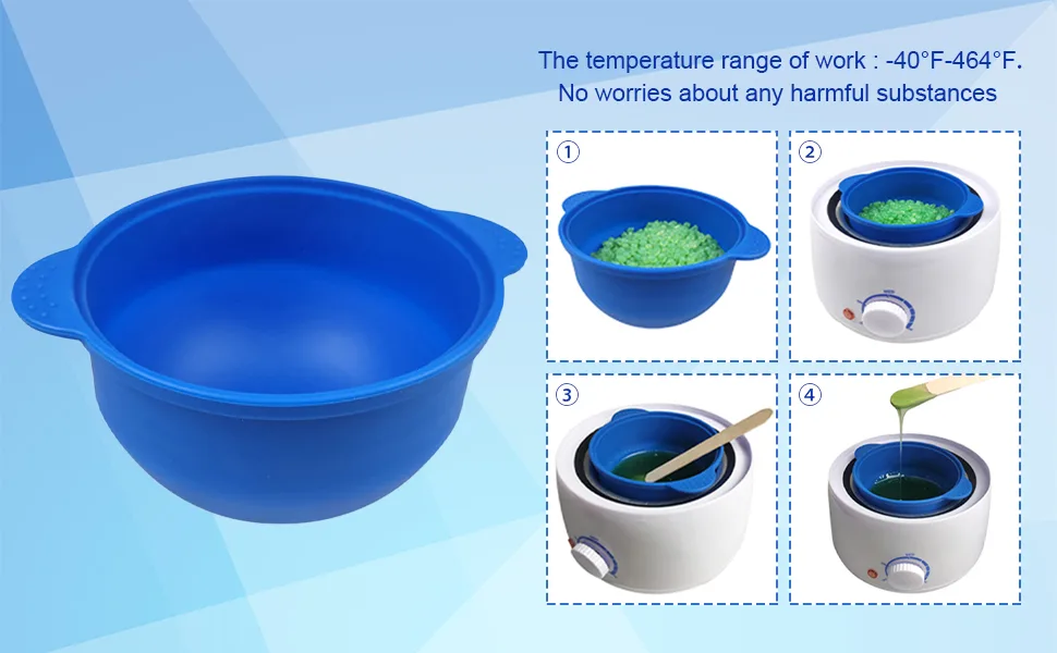Replacement Waxing Pot,Non-stick Heat Resistant Bowl With Handle Silicone Liner Home blue - product information 6