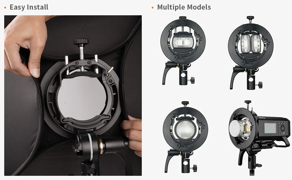 Godox S2 S-Type Speedlite Bracket Bowens Mount Holder for Godox V1 AD200Pro AD400Pro AD200 V860II TT685 TT600 TT350 Flash Strobe Speedlight - godox S2 speedlite bracket