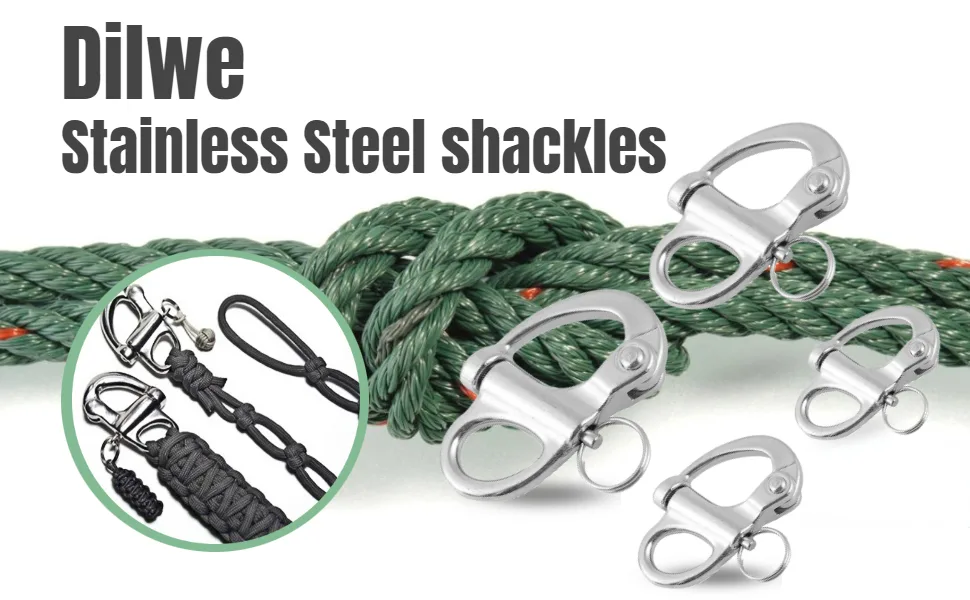 VGEBY Fixed Eye Snap Shackle Quick Release Bail Rigging Sailing Boat Marine Stainless Steel Clip with Key Ring 22*96mm - product information 6
