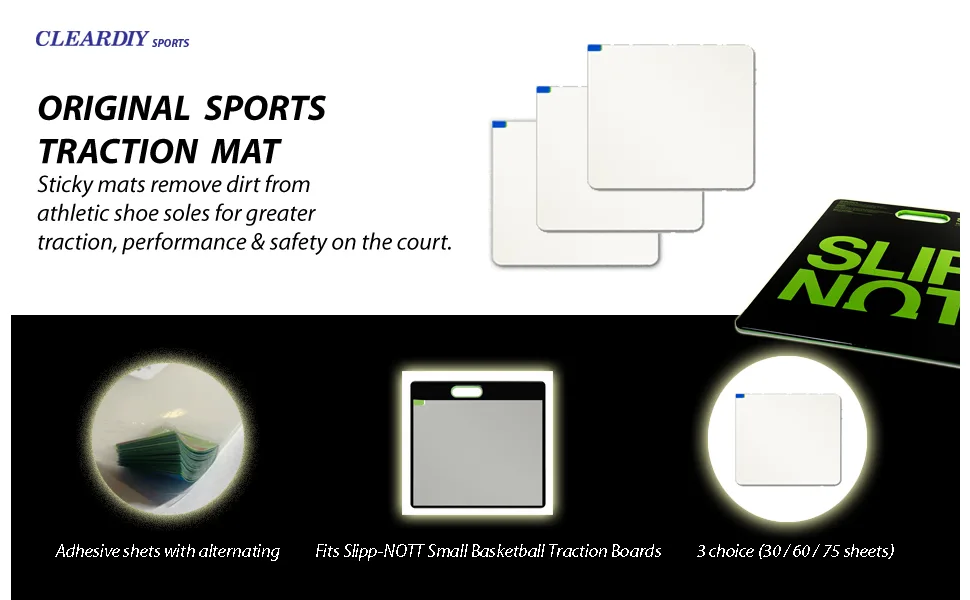 CLEARDIY Small Sticky Mat Pad Replacement Mat 60 Sheets Replacement Refill Pad 15"x18" Fits Slipp-NOTT Small Basketball Traction Boards - nologo