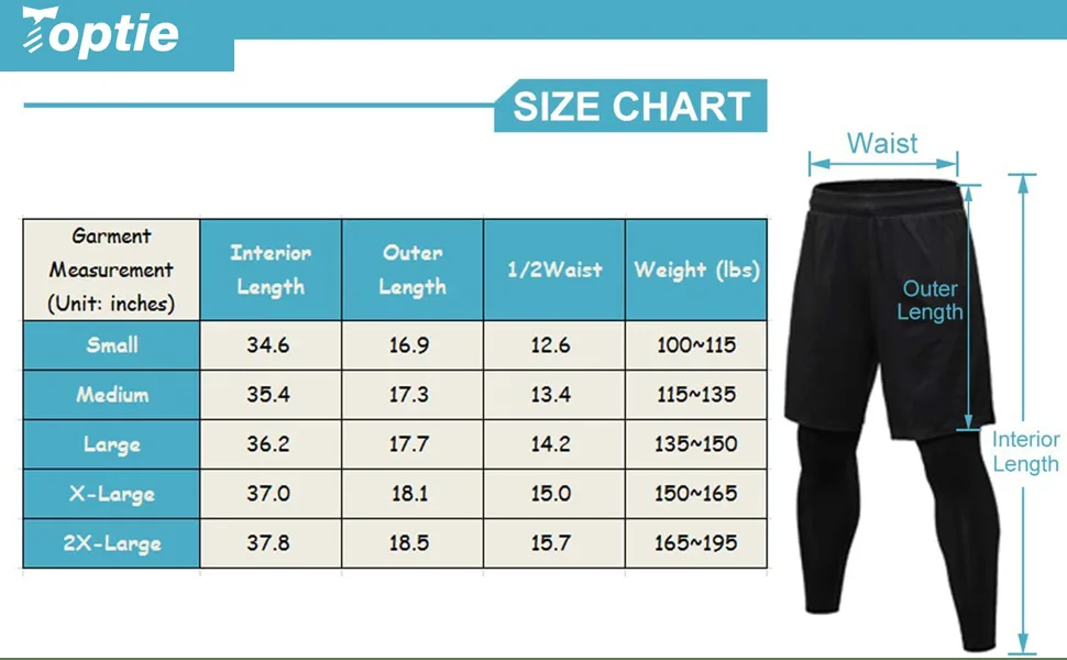 TOPTIE 2 in 1 Men's Active Running Shorts, Basketball Tights Pants Black Large - size