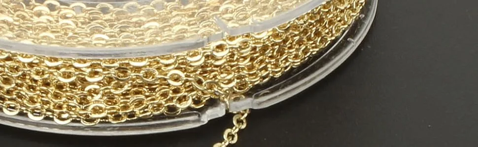 ALEXCRAFT 33 Feet Dainty Gold Plated Solid Brass Cable Chain Link Bulk for Jewelry Making (2mm) Gold 2mm - gold cable chain