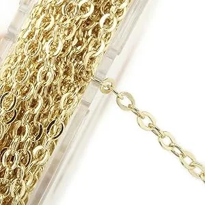 ALEXCRAFT 33 Feet Dainty Gold Plated Solid Brass Cable Chain Link Bulk for Jewelry Making (2mm) Gold 2mm - real gold cable chain