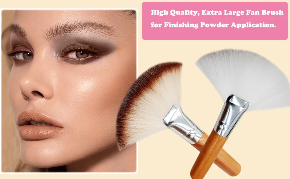 SALOCY Fan Brush,Face Makeup Brush Highlighting Make Up Brush Cheekbones Brush Facial Brushes Powder Foundation Brushes Make Up Tool,2 PCS - product information 2