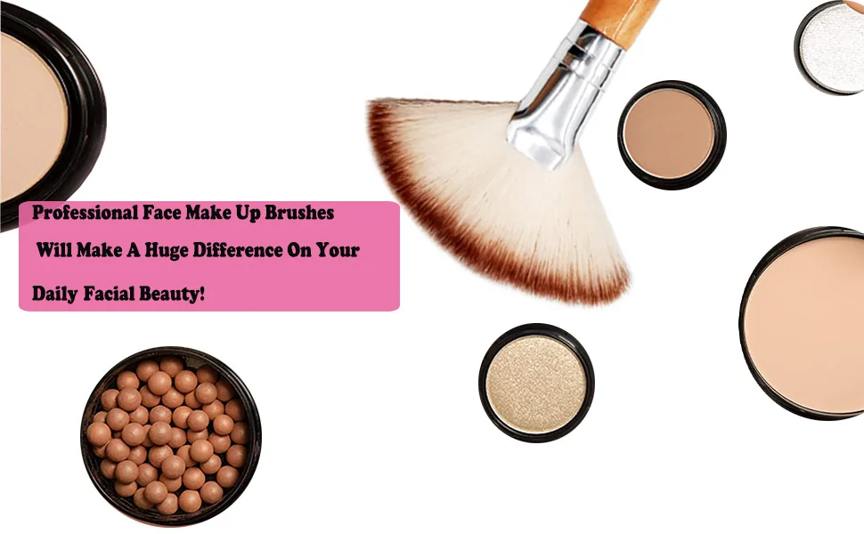 SALOCY Fan Brush,Face Makeup Brush Highlighting Make Up Brush Cheekbones Brush Facial Brushes Powder Foundation Brushes Make Up Tool,2 PCS - product information 3