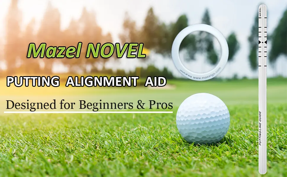 MAZEL Golf Putting Alignment Rail,Golf Trainer Aid for Putting Green,Precision Distance Control & Instant Feedback Alloy Steel Putting Alignment Rail, Putting Ring, Practice Ball - dassddwe
