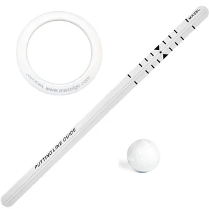 MAZEL Golf Putting Alignment Rail,Golf Trainer Aid for Putting Green,Precision Distance Control & Instant Feedback Alloy Steel Putting Alignment Rail, Putting Ring, Practice Ball - gewsd