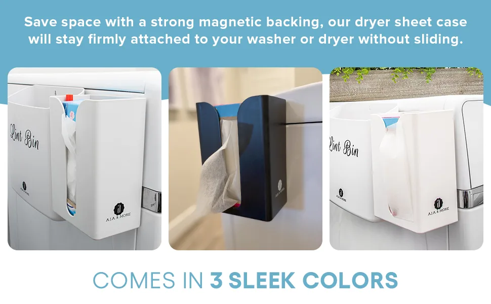 Dryer Sheet Holder | Magnetic Fabric Softener Sheet Dispenser | Storage Container & Organizer for Landry Room Supplies (Off-White) - decor space dryer washer container homes sheet metal sheets lint socks laundry basket holders trash