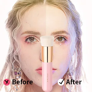 Docolor Flat Top Kabuki Foundation Brush Premium Synthetic Professional Face Makeup Brushes Powder Liquid Cream Blending Mineral Buffing Stippling Blending Makeup Tools, Pink - Kabuki Foundation Brush