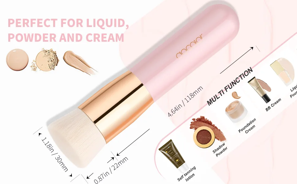 Docolor Flat Top Kabuki Foundation Brush Premium Synthetic Professional Face Makeup Brushes Powder Liquid Cream Blending Mineral Buffing Stippling Blending Makeup Tools, Pink - Kabuki Foundation Brush