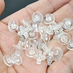 100pcs Bullet Clutch Earring Backs with Pad 50pairs Earring Safety Backs, Earring Backs for Dropy Ears Studs Fishhook Earring Backs Replacements Clutch Back Earrings Replacement for Heavy Earring Clear 100 Pcs - Clear earring backs