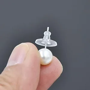 100pcs Bullet Clutch Earring Backs with Pad 50pairs Earring Safety Backs, Earring Backs for Dropy Ears Studs Fishhook Earring Backs Replacements Clutch Back Earrings Replacement for Heavy Earring Clear 100 Pcs - Earring Back for Droopy Ears