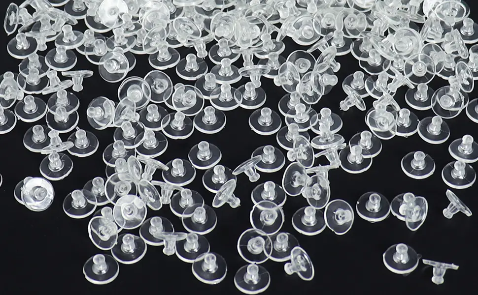 100pcs Bullet Clutch Earring Backs with Pad 50pairs Earring Safety Backs, Earring Backs for Dropy Ears Studs Fishhook Earring Backs Replacements Clutch Back Earrings Replacement for Heavy Earring Clear 100 Pcs - Earring Back Replacement, Soft Jewelry Findings