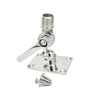 HYSHIKRA Marine VHF Antenna Mounts, Ratchet Bracket, 316 Stainless Steel Heavy Duty Adjustable Ship Antenna Base for Boat - HYSHIKRa