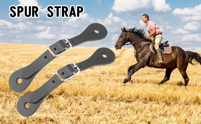 Zerodis Spur Strap, 1 Pair Handmade Leather Equestrian Spur Strap Cowboy Outfit Boots(black) - Spur Strap