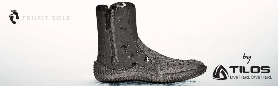 Tilos TruFit Dive Boots, First Truly Ergonomic Scuba Booties, Available in 3mm Short, 3mm Titanium, 5mm Titanium, 5mm Thermowall, 7mm Titanium 11 3mm Tall Titanium Boot - product information 1