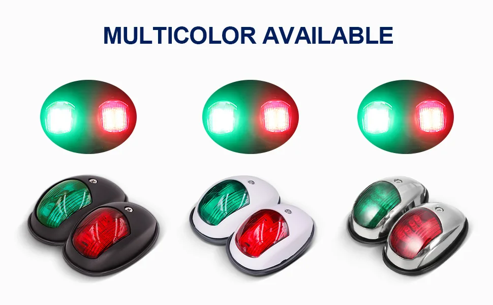 Obcursco LED Boat Navigation Lights, Boat Bow Light, Marine Boat Navigation lamp. Perfect for Pontoon, Skeeter, Power Boat and Skiff (Black) - Boat navigation light