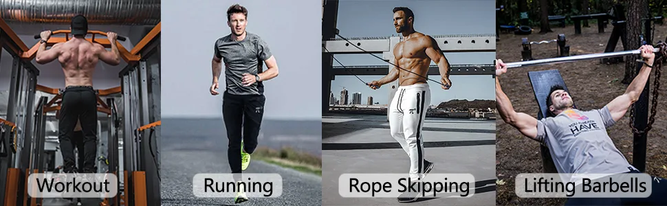 PIDOGYM Men's Athletic Running Sport Jogger Pants Slim Striped Workout Casual Joggers Tapered Sweatpants White Medium - product information 3