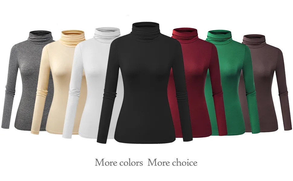 Herou Womens Long Sleeve Turtleneck Slim Fitted Lightweight Casual Active Layer Tops Shirts 0-black Medium - TP012