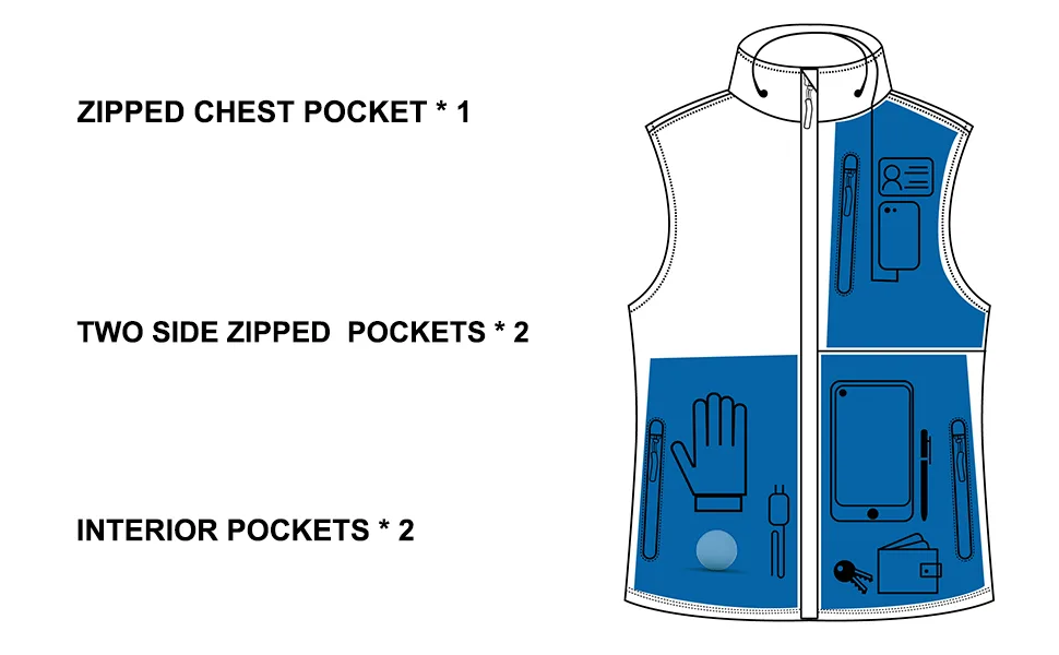 fit space Men's Lightweight Vest Softshell Sleeveless Windproof Jacket with Zipper Pcoket Cycling Travel Hiking Running Golf Black Large - vest men