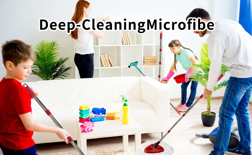 feiquan 4-Section 2.5-to-5 Foot Spin Mop Replacement Head Handle for EasyWring Mop Refills Compatible with Triangle Spin Mop, Microfiber Mop Easy Cleaning Floor Head Mop,Red Spin Mop Replacement Handle-red - product information 8